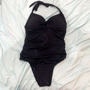 Black one piece bathing suit